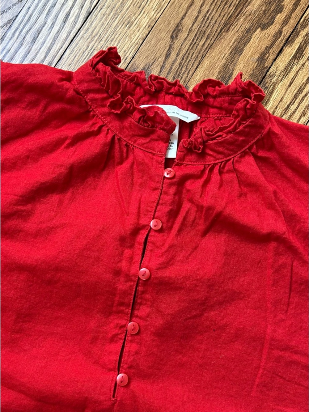 H&M Red Ruffle Sleeve Blouse - Picture 3 of 5